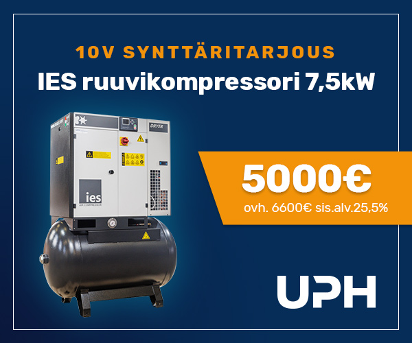 10v Synttäritarjous: IES Ruuvikompressori 7,5kW 5000€